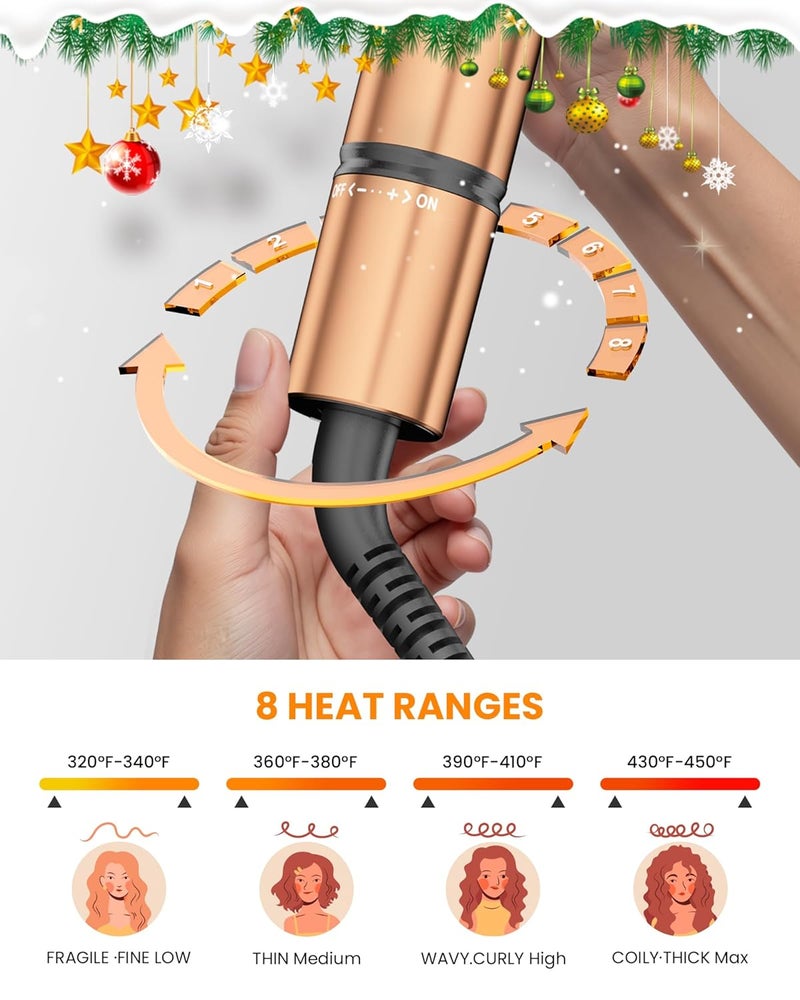 MESCOMB 1.25 inch Long Barrel Curling Iron, Extra-Long Curling Wand with 8 Heat Settings, Ceramic Curling Iron for Smooth and Lasting Styling,Suitable for All Hair Types, Dual Voltage Damage-Free Styling - Image 5